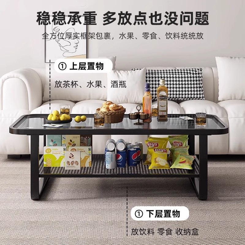 Mesa de té sala de estar doméstica pequeña mesa de casa 2025 nueva moderna simple creativa cuadrada mesa de té de vidrio temperado