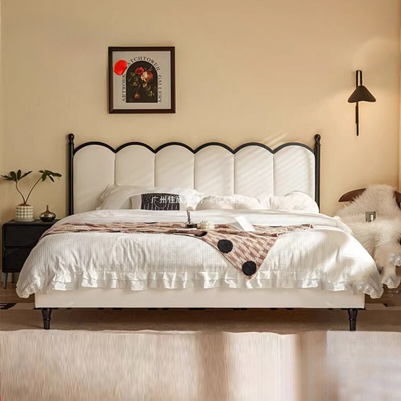 Wrought Iron Bed Double Bed Master Bedroom Large Bed Modern Simple Soft Bed Frame Iron Frame Thickened Reinforced Children's Iron Bed