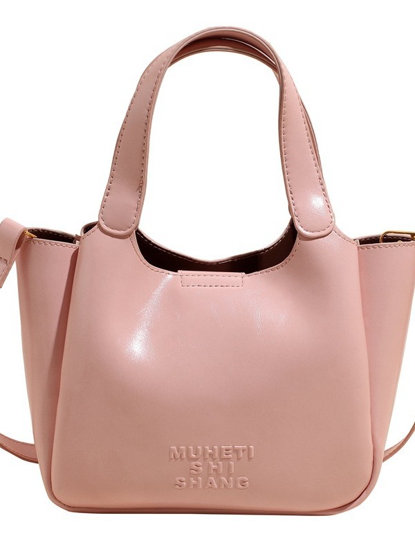 Vintage Maillard bolso de mano para mujeres 2025 nuevo estilo transfronterizo popular aceite cera cuero bolso de cubo textura mochila