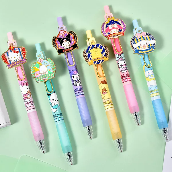 Sanrio Academy Series Retractable Gel Pen St Tip Quick-Dry Black 0.5mm Carbon Ink Journal Pen Quick-Dry