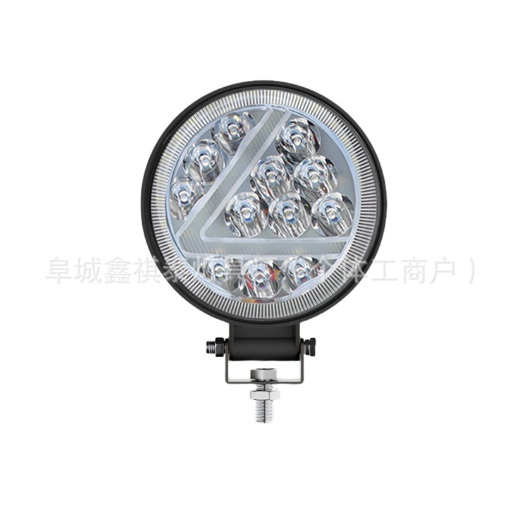 Nueva luz de trabajo led de gran campo de visión redonda de 4 pulgadas 12led36W luz amarilla luz diurna con luz auxiliar de camión intermitente