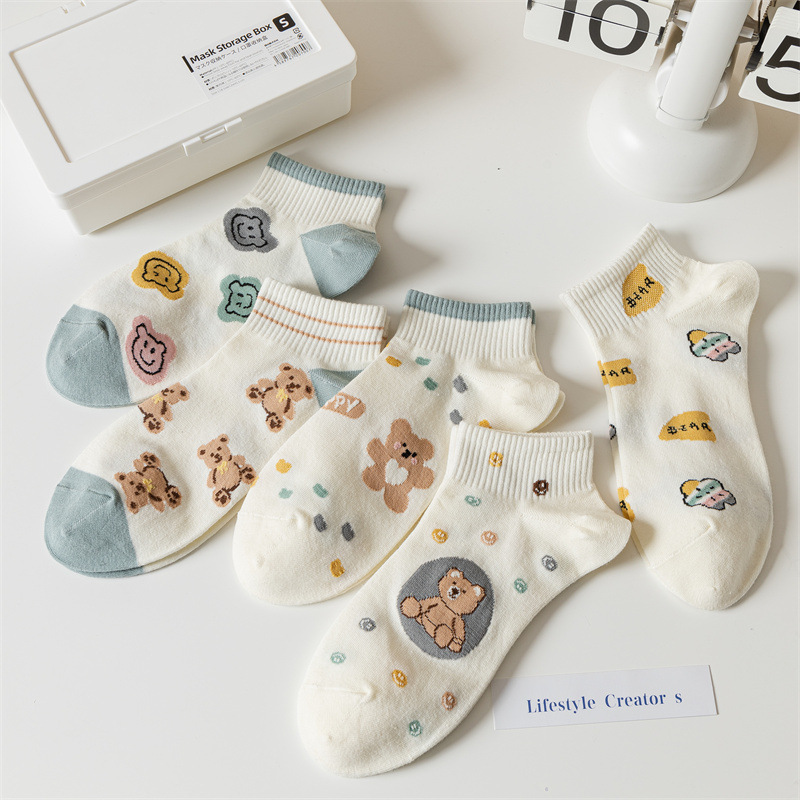 Socks women low tube socks ins Wind cute cartoon Japanese spring and summer thin bear cotton socks wholesale boat Socks Socks women low tube socks ins Wind cute cartoon Japanese spring and summer thin bear cotton socks wholesale boat Socks