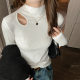 Autumn and Winter Half-high Collar Base Shirt Women's 2024 New Inner Long-sleeved Hollow High-end Wearing Slim-fit Top