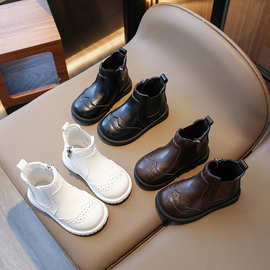 2024年儿童皮靴春秋新款透气宝宝软底单靴中小童英伦风男女童短靴