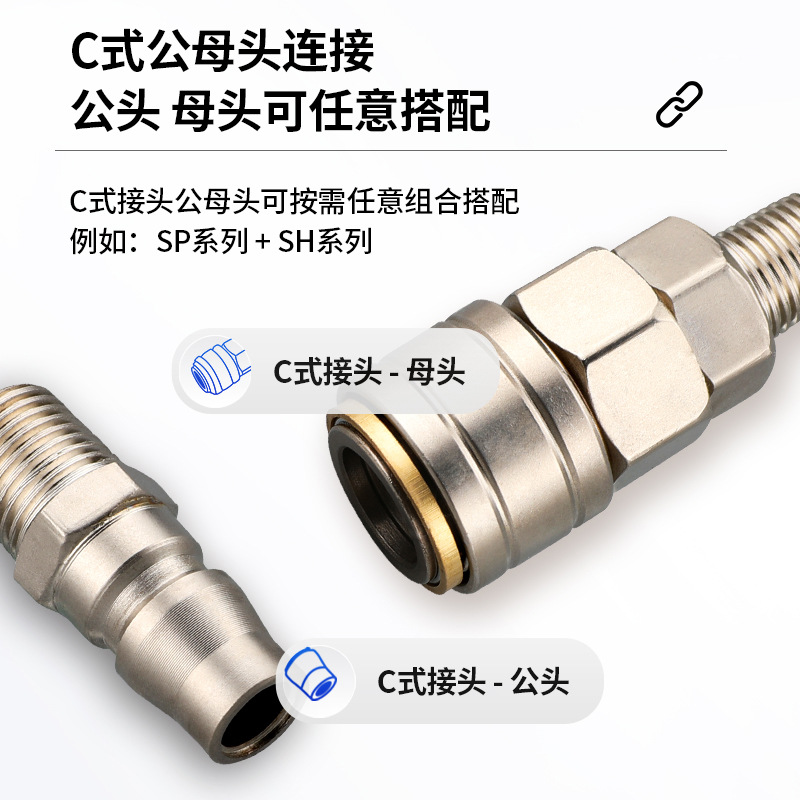 C-style self-locking quick-connect coupler pneumatic tool air compressor hose air pump high-pressure PU hose SM/PP/SP20