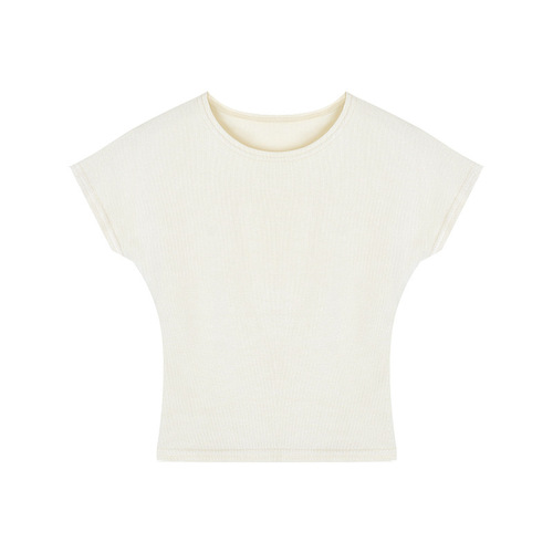 All-match waist-hugging short tight hot girl short-sleeved T-shirt for women 2025 summer retro chic navel top ins trendy