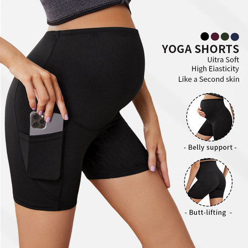 European and American maternity shorts high-waisted sports belly-lifting hip-enhancing leggings short yoga pants maternity wear