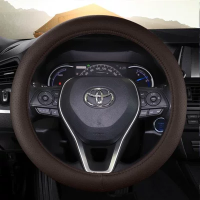Suitable for 21 20 Toyota rav4 Rongfang Asian lion weilanda special steering wheel cover leather hand-free handle cover (Steering wheel cover) - genuine-leather-round-brown-for-more-information-about-the-diameter-of-the-steering-wheel-see-description