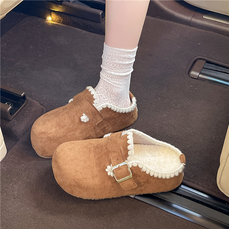 Zapatos de mujer Bocken, mitad de zapatillas de cabello, zapatillas de cabello, otoño y invierno, mujeres embarazadas Bocken, zapatillas de algodón, zapatillas de cabello, zapatillas de cabello