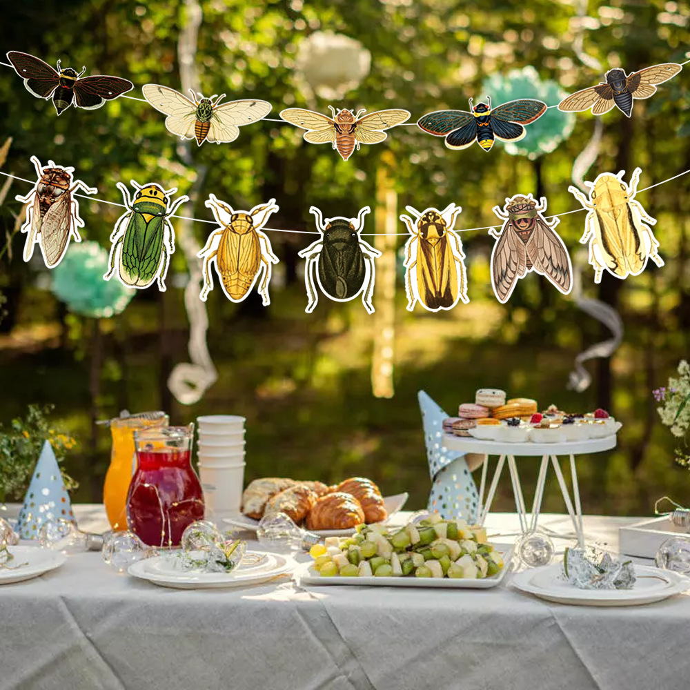 2026 Amazonas insectos temáticos decoración de fiesta tira bandera insectos fiestas colgante espiral artículos de decoración de cumpleaños