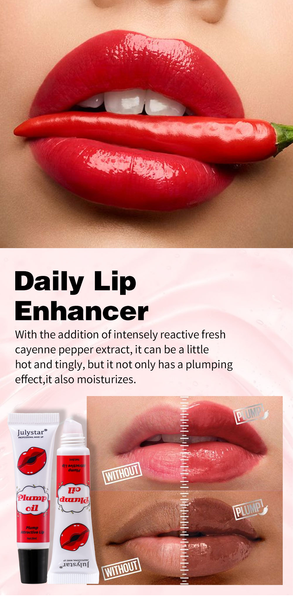 Julystar Lip Makeup, Hydrating Lip Oil, Mirror Moisturizing, Chubby Lips, Long-lasting Waterproof Lip Gloss, wholesale for export Item Picture