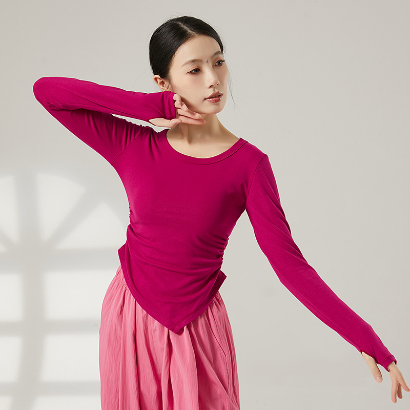 Classical Dance Training Suit Autumn and Winter New Long Sleeve Round Neck Top Chinese Modern Dance Body Training Suit