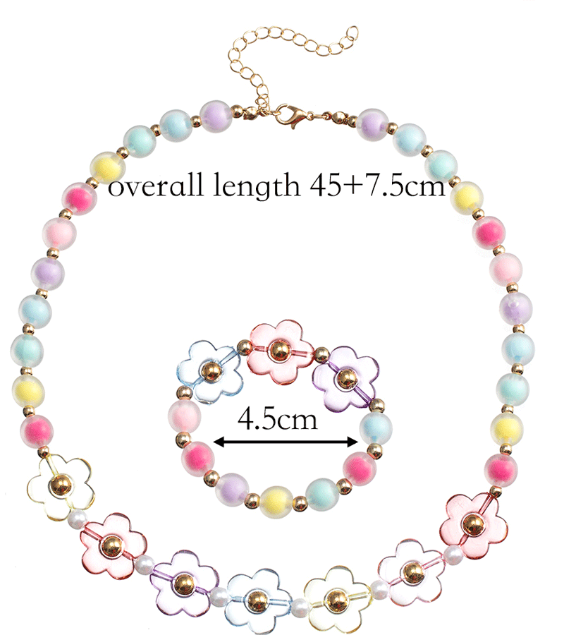 Sweet Flower Beaded Handmade Children Unisex Bracelets Necklace display picture 3