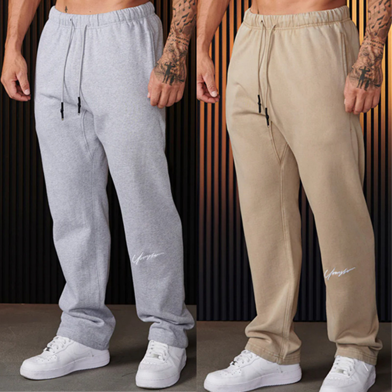 New Men's Sweatpants Youngla Heavyweight Terry Embroidered Jogger Sports Fitness Straight-Leg Pants Sweatpants
