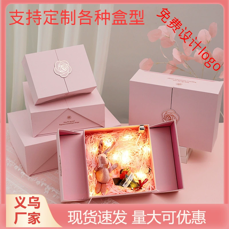 Подарочная коробка с откидной крышкой для девочек, розовая подарочная коробка, индивидуальная подарочная коробка для сувениров, индивидуальная упаковка для парфюмерии.
