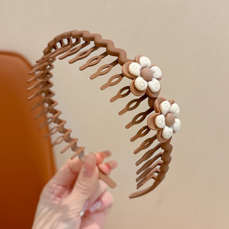 Niños cabello roto flores de otoño y invierno nuevo color café leche correa dientes antideslizante bandas de cabello niñas no atar cabello tocado