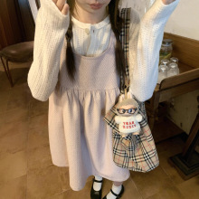 【现货】秋冬可爱叠穿背心连衣裙小个子编织毛呢无袖娃娃裙少女粉