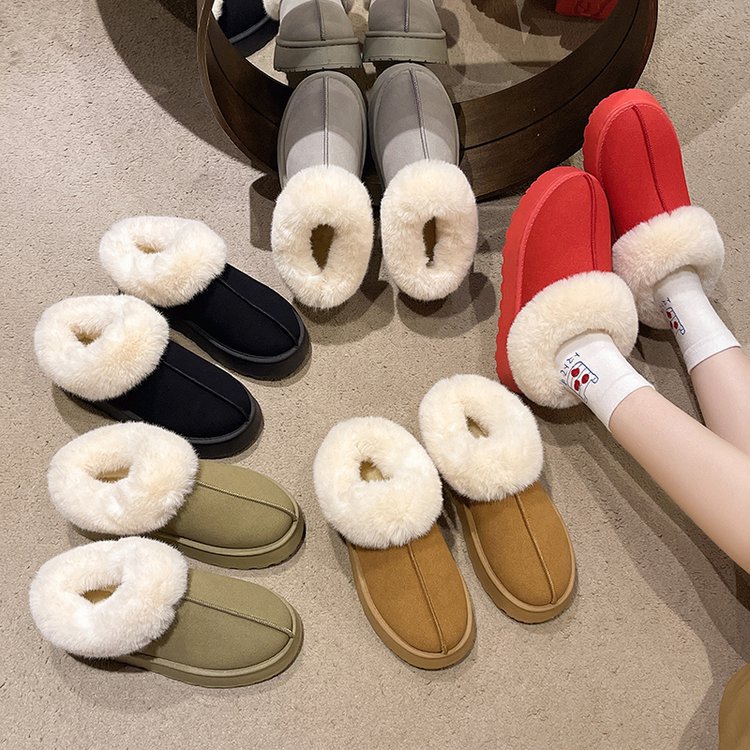 Tykke snestøvler til mænd og kvinder om vinteren plus fleece fortykket varm komfort til at have på afslappede uldsko i stor størrelse_voghion.com