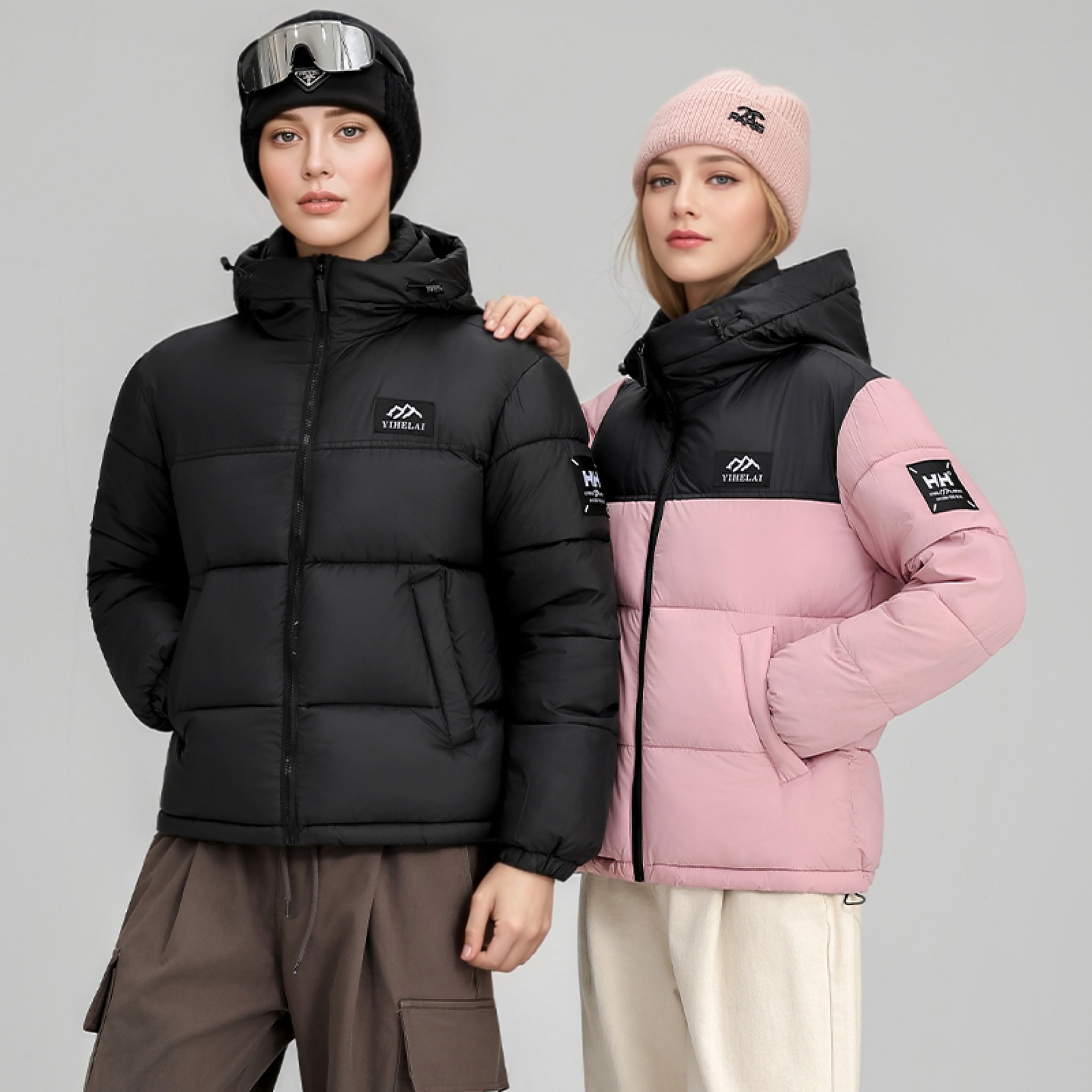 Black Gold Cross - Border 2026 chaqueta de algodón de plumón de invierno para hombres y mujeres, nueva chaqueta de pan al aire libre corta para parejas