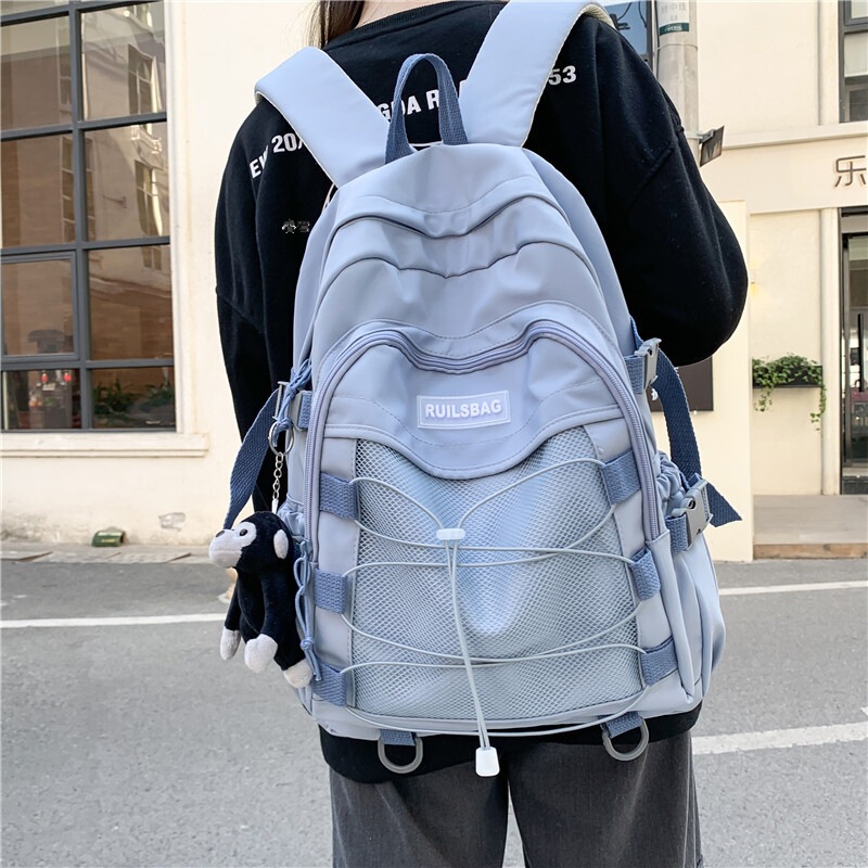 Personalized trendy cross rope schoolbag female college student Korean style all-match backpack Japanese college style backpack female
