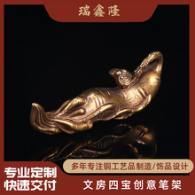 黄铜实心仿古千年人参吊坠做旧人生如意钥匙扣挂件手把件铜器批发