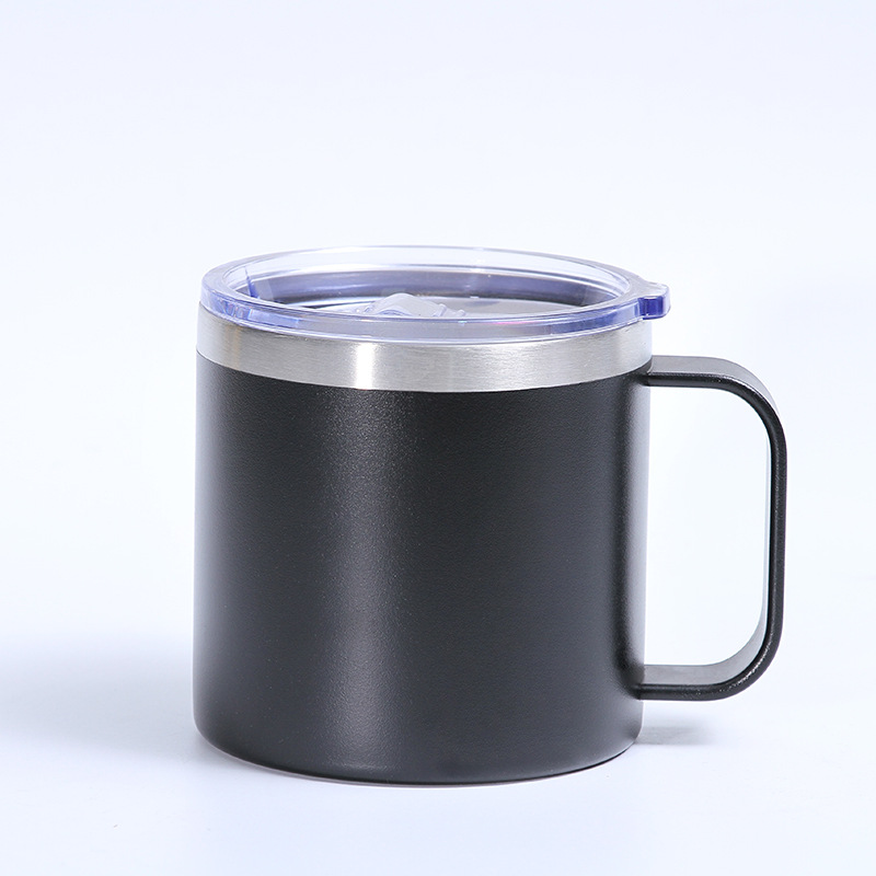 Nueva taza creativa de acero inoxidable de 12oz taza de café de doble capa con mango de oficina de negocios del hogar taza de vacío