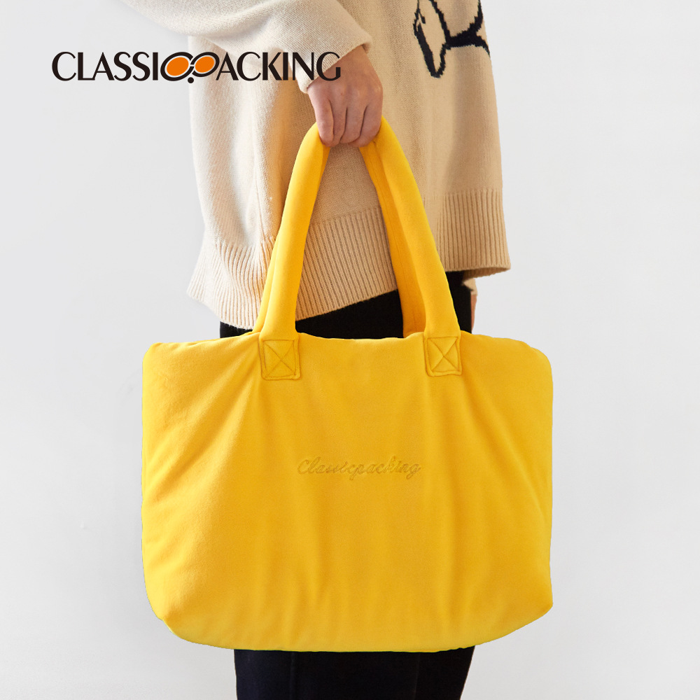 Bolso de hombro de las mujeres artísticas japonesas del todo-fósforo con el logotipo impreso Bolsa de terciopelo al por mayor de la fábrica bolsa de asas simple del color sólido