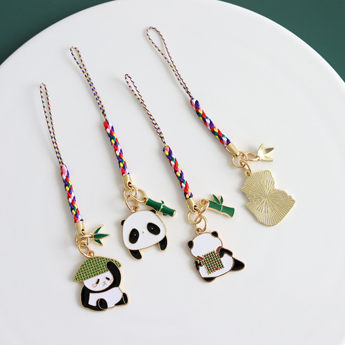 Chinese style cute national treasure panda bamboo USB flash drive anti-lost lanyard mobile phone chain pendant bag jewelry couple pendant