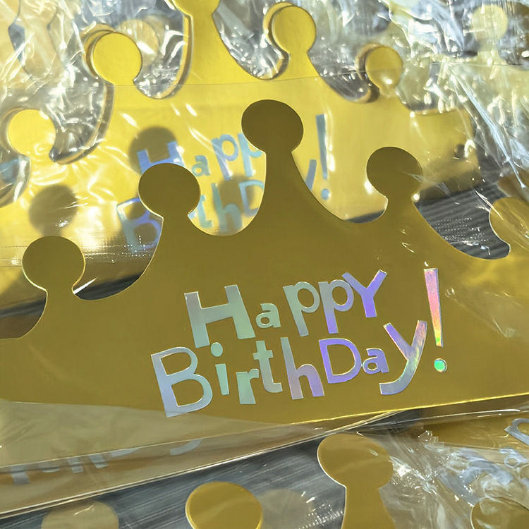 Wholesale Cartoon Birthday Hat Foldable Golden Crown Hat Children's First Year Party Birthday Dress up Headwear Hat