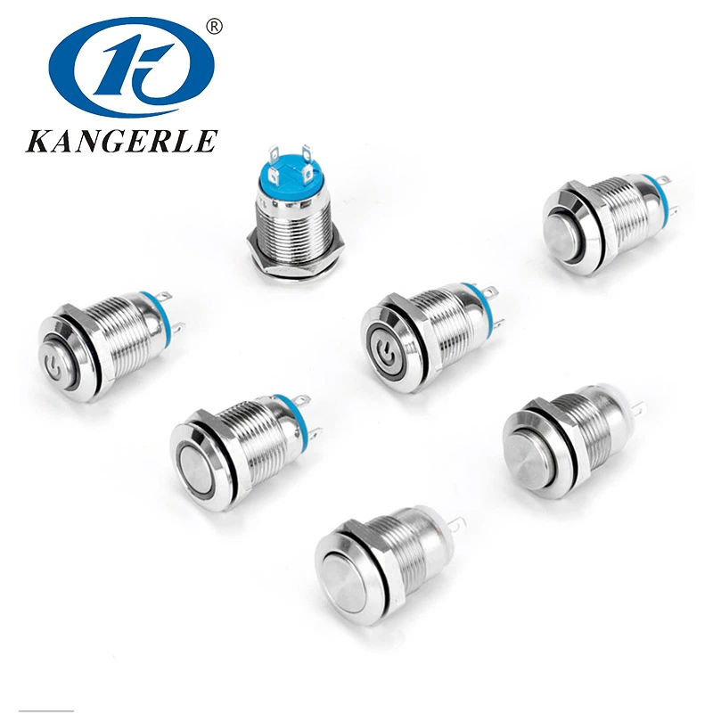 12 мм самовосстанавливающийся кнопочный переключатель, огнестойкий 3-6 В, небольшой водонепроницаемый кнопочный переключатель с легким металлическим кнопочным переключателем