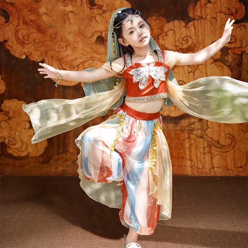 Dunhuang Flying Fairy Hanfu Western Region Princess Girls' Exotic Style Drum Performance Costume Children's Classical Dance Costume Performance Outfit Dunhuang Flying Fairy Hanfu Western Region Princess Girls' Exotic Style Drum Performance Costume Children's Classical Dance Costume Performance Outfit