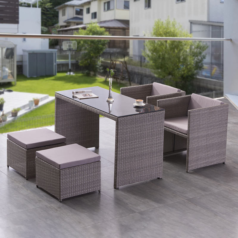 Al Aire Libre balcón mesa y silla patio jardín al aire libre simple moderno almacenamiento ocio al aire libre impermeable sol-prueba ratán silla muebles image 2