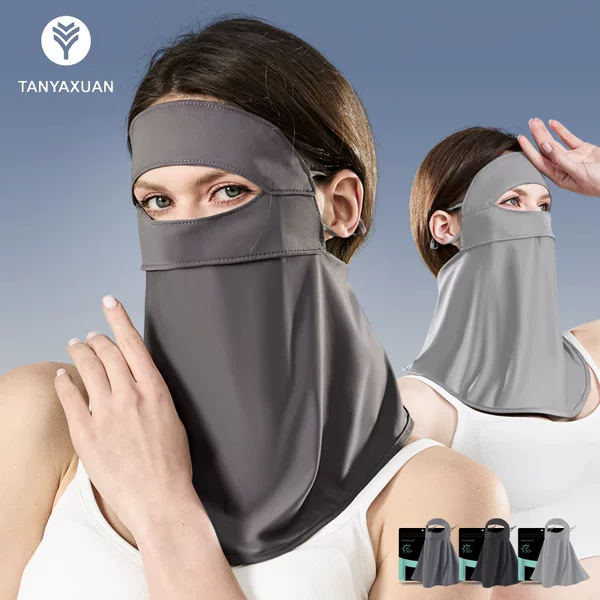 Summer Ice Silk Full Face Sun Protection Mask, Neck Protection, Men's and Women's Outdoor Cycling Mask, Driving Sunshade, Breathable Sun Protection Face Mask