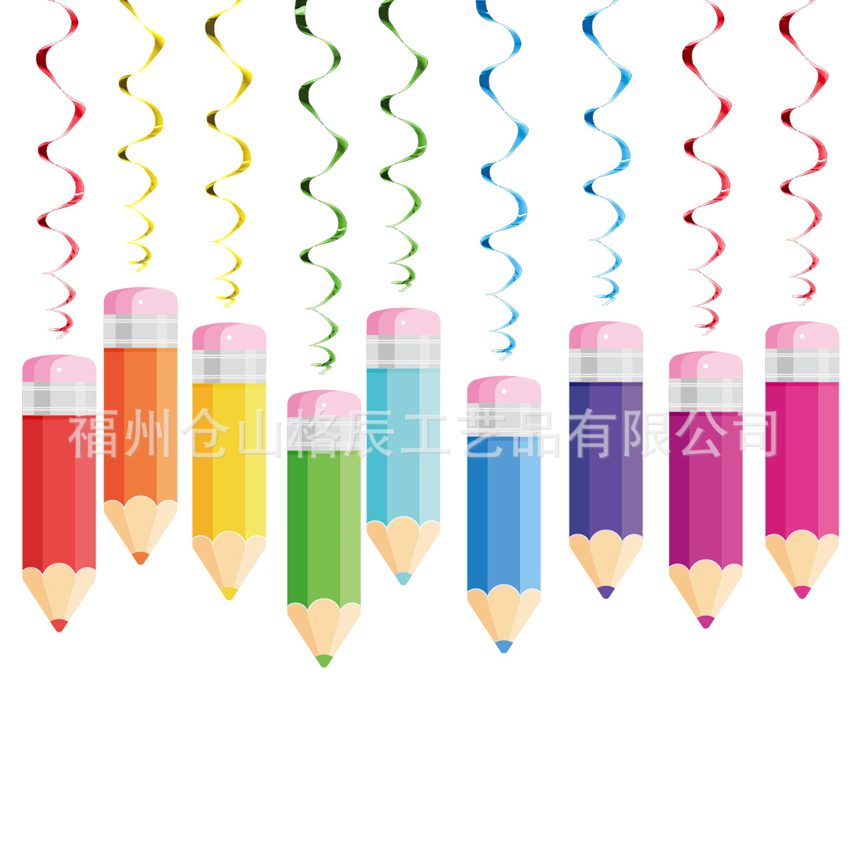 Back-To-School Season Pencil Spiral Hanging Decoration Back-To-School Season Theme Kidsren's Birthday Party Classroom Crayon Hanging Swirl Decoration