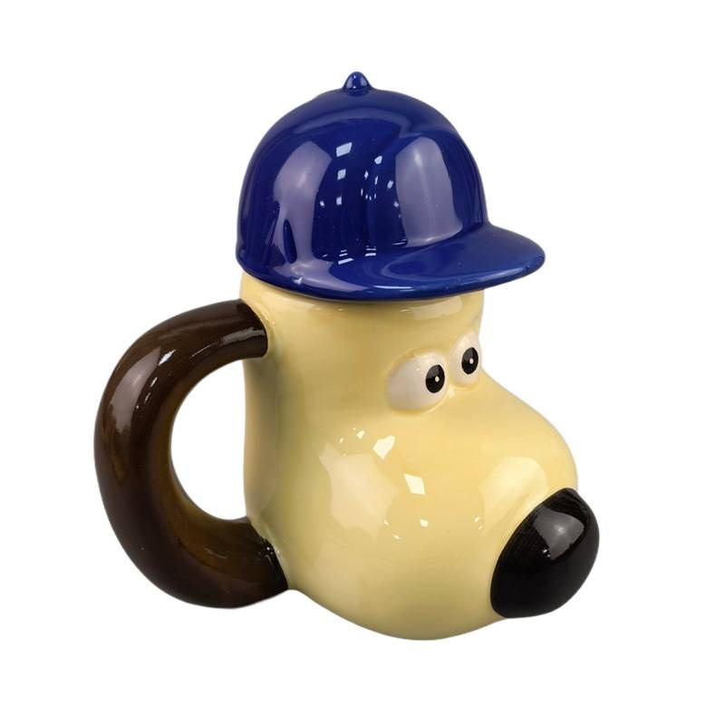 Taza de animales estereoscópicos, taza de cerámica para perros, taza de leche, taza de avena, taza de café de dibujos animados, taza de agua con tapa