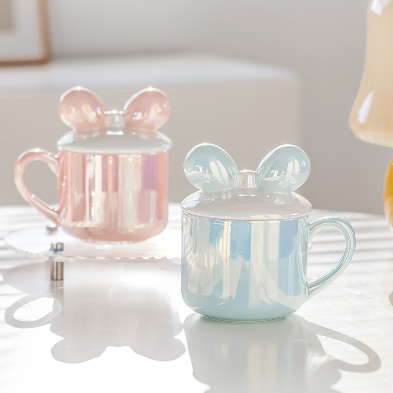 High-looking bow mug ins girly heart cute girl office afternoon tea cup couple gift cup