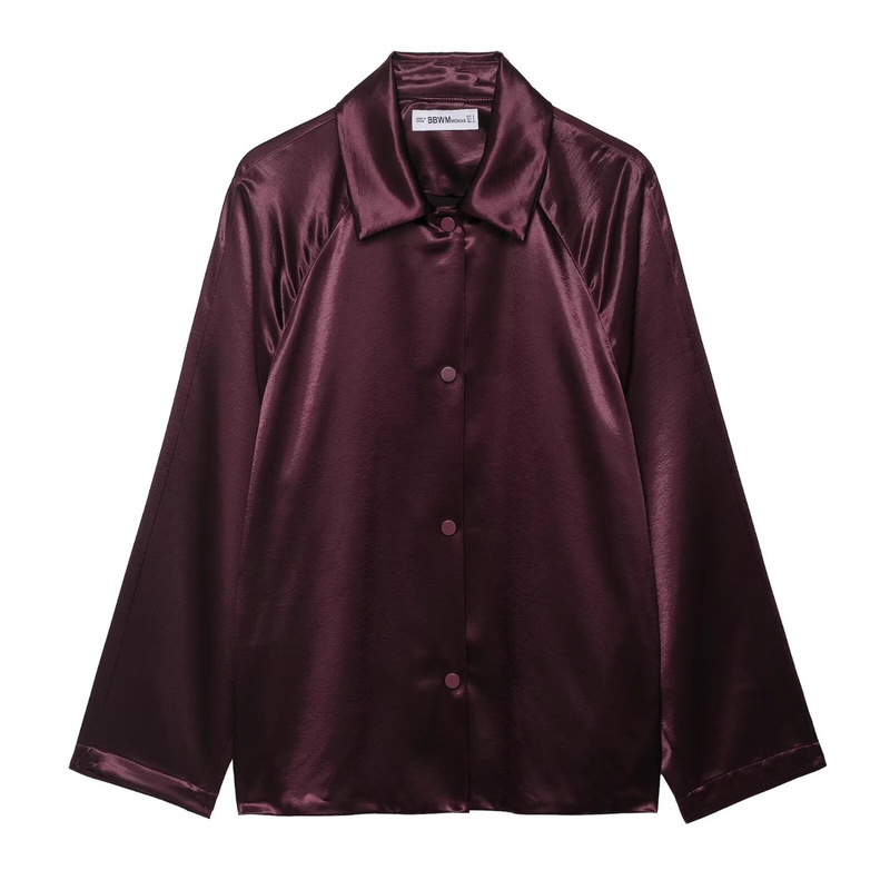 Za Export Cross-Border Spot 2025 European and American Style Women's Clothing 2025 Autum Simple Fashion Silk Satin Texture Jacket