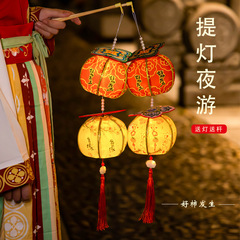 中秋节古风中式儿童红灯笼柿子灯笼挂饰柿柿如意宫灯手提福字花灯