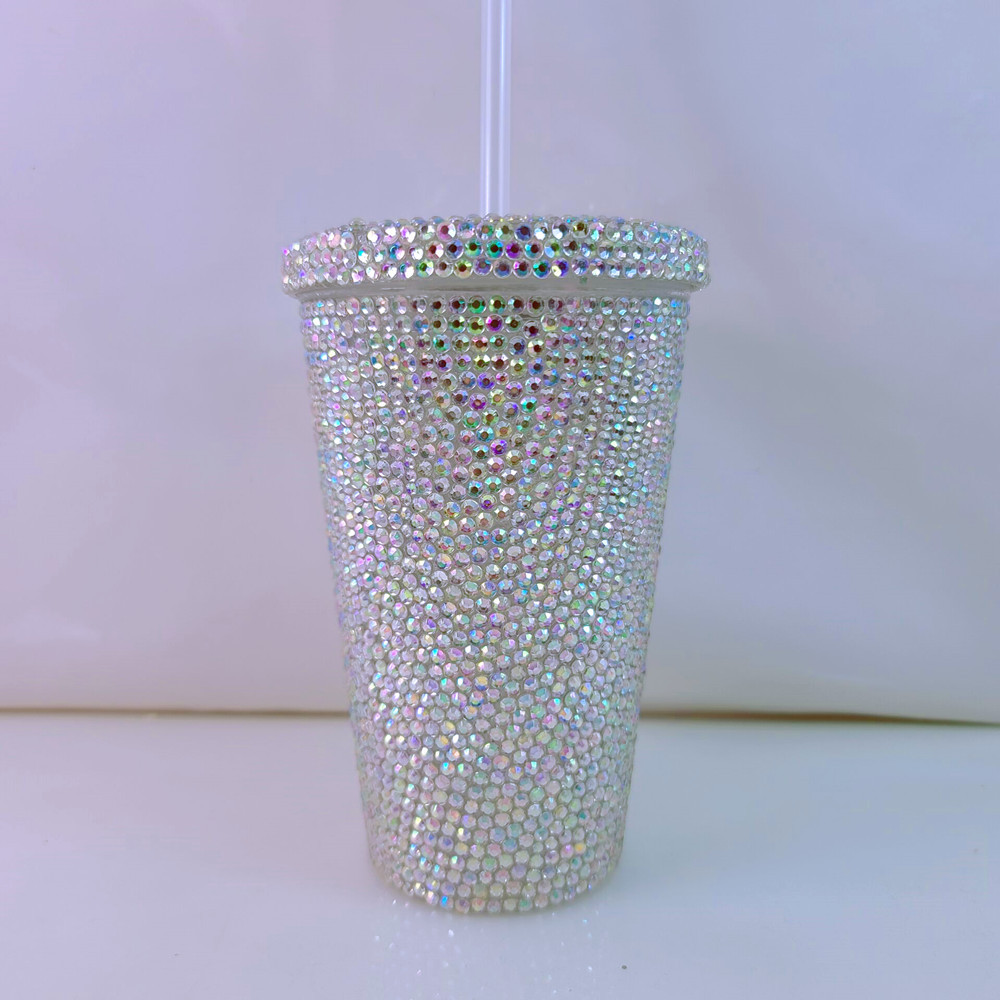 双层塑料吸管杯子仿钻