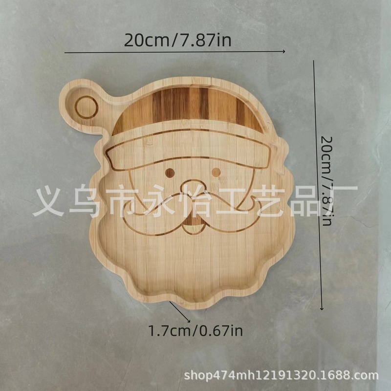 竹製サンタクロース幽霊カボチャトレイクリスマスハロウィーン装飾皿実木熟食木トレイ|undefined