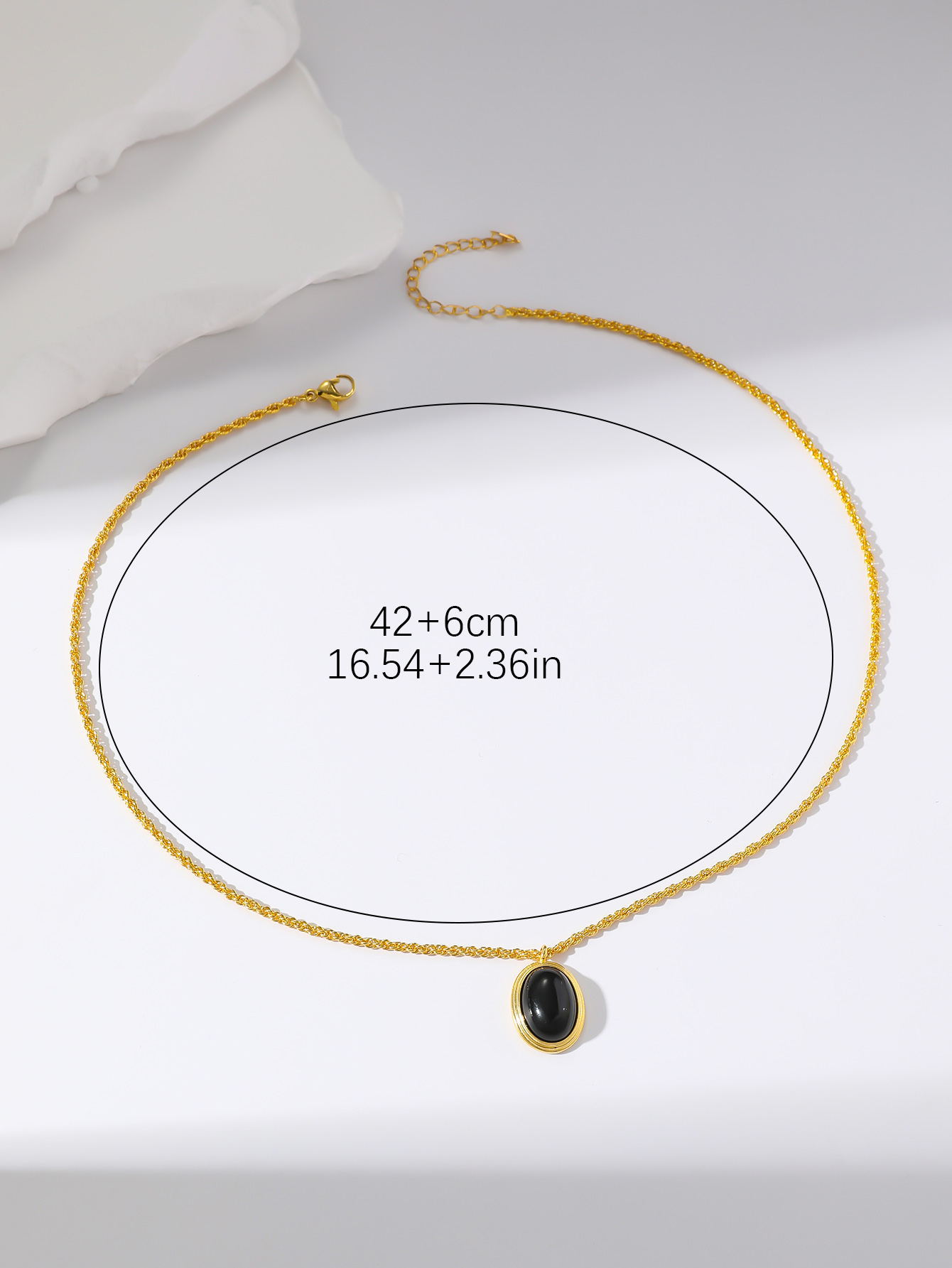 Colier oval cu opal, stil cool, cu extract de praf, cu aluat prăjit și răsuciri, guler cu lanț_voghion.com