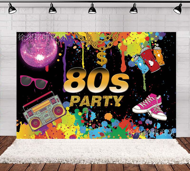 New 80's retro photography background cloth hip hop graffiti wall disco birthday party decoration cross-border foreign trade