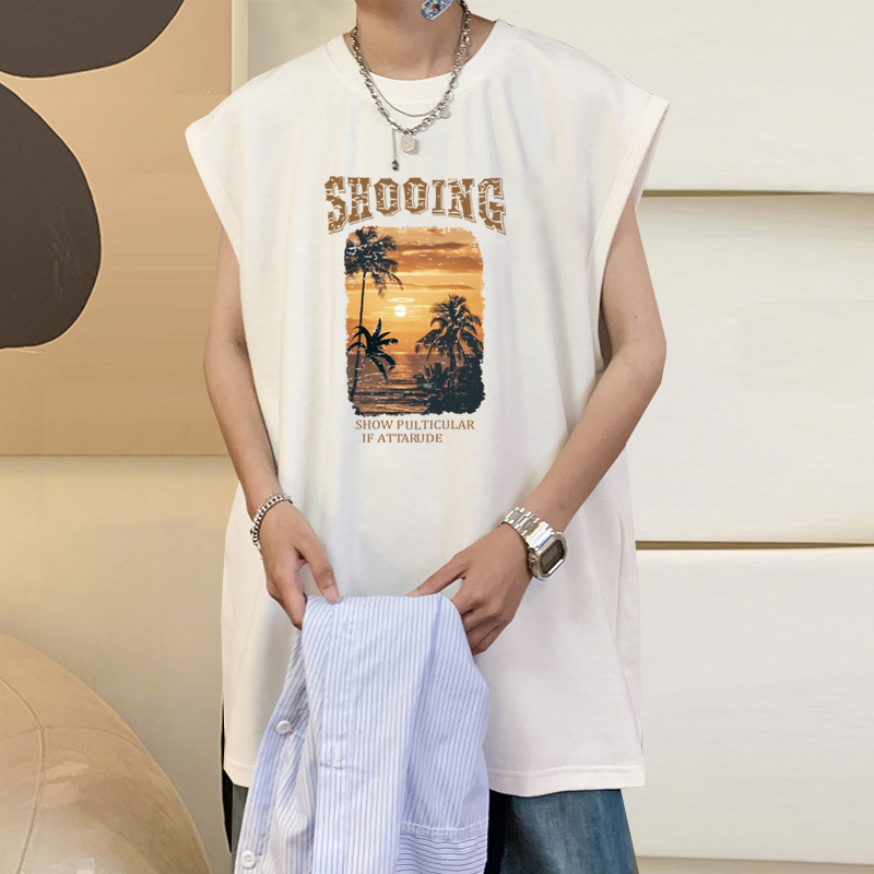 Wholesale 100 Cotton Sleeveless Vest Men's Summer Trendy Brand High Street Fitness Sports Waistcoat Fashionable Loose T-shirt Women Wholesale 100 Cotton Sleeveless Vest Men's Summer Trendy Brand High Street Fitness Sports Waistcoat Fashionable Loose T-shirt Women