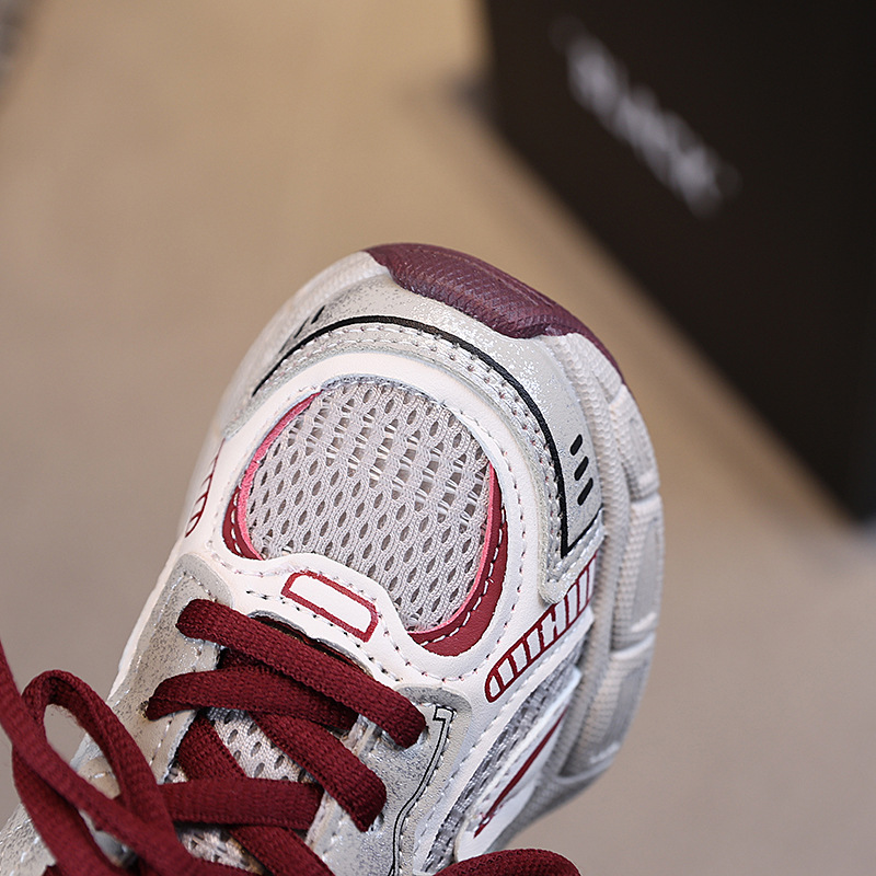 Tênis esportivo infantil de primavera, respirável, em malha, tamanhos médio e grande, para meninos e meninas, modelo "Dad Shoes"._voghion.com