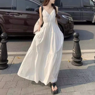 法式白色仙女裙吊带裙海边度假连衣裙女显瘦夏季裙子小众气质长裙