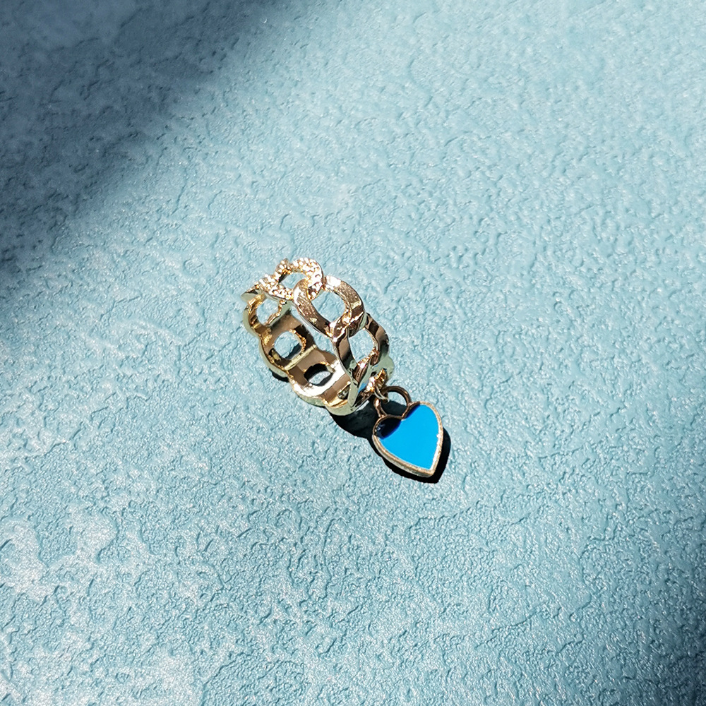 wholesale fashion butterfly drop oil heart hollow ring Nihaojewelry