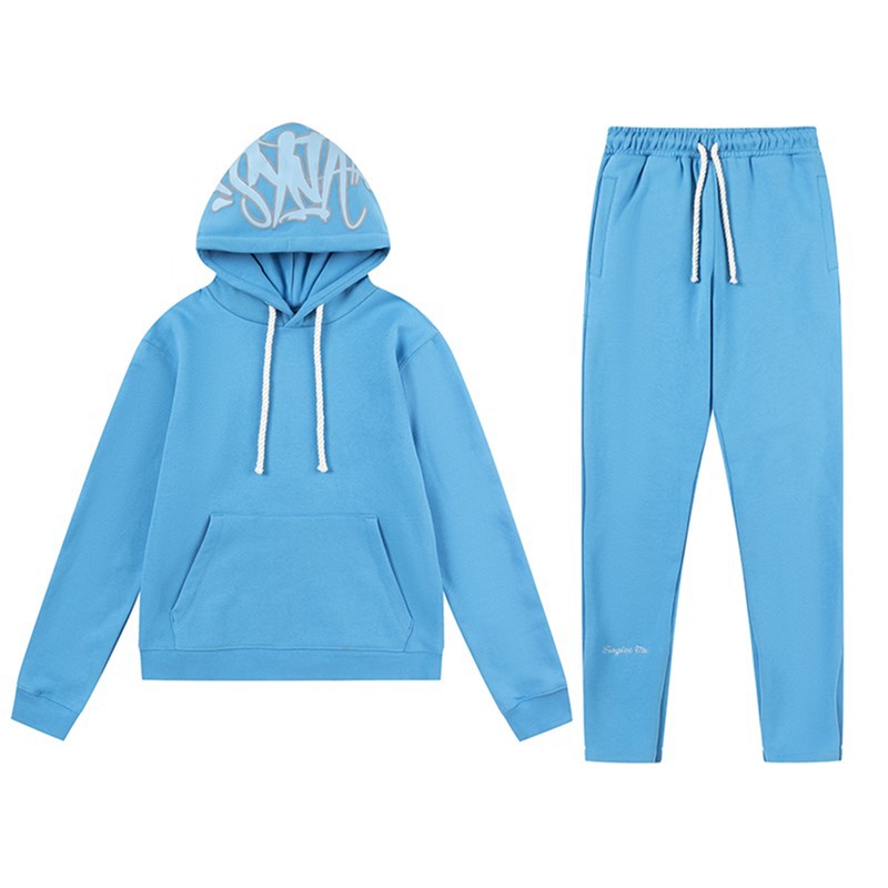 Alta calidad SynaWord americano suelto sudadera con sombrero pantalones Y2K moda pareja casual conjunto Syna