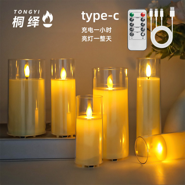 USB Rechargeable Remote-Controlled Candle Light with Flat Surface, Flickering Head, Simulated Charging Led Electronic Candle Light, Decorative Light USB Rechargeable Remote-Controlled Candle Light with Flat Surface, Flickering Head, Simulated Charging Led Electronic Candle Light, Decorative Light