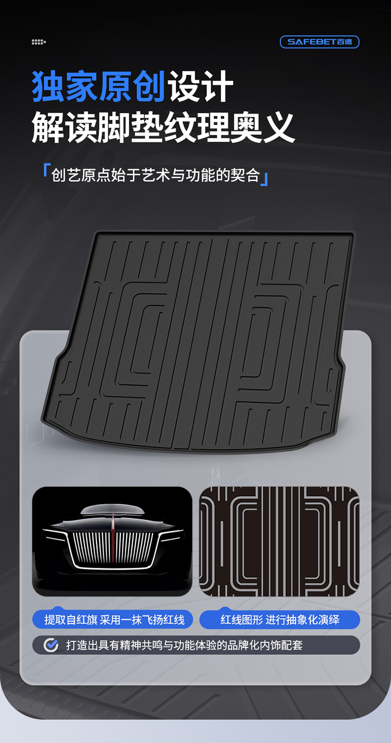 Suitable for Hongqi H6, HS3, HS5, HS6, PHEV, E-QM5, special colorful TPE car trunk mat