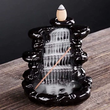 Ceramic Backflow Incense Burner, Lotus Inverted Design, Decorative Buddha Incense Holder